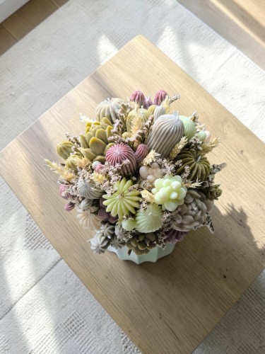 Flower Box sojowy, świece sojowe zapachowe, botanika, kaktusy, idealny prezent dla niej, oryginalny prezent
