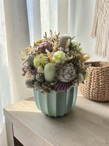 Flower Box sojowy, świece sojowe zapachowe, botanika, kaktusy, idealny prezent dla niej, oryginalny prezent
