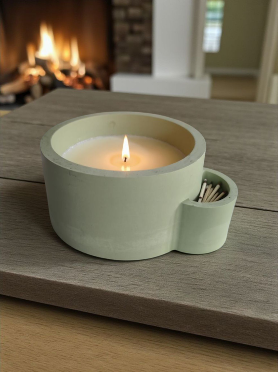 świeca sojowa w zielonym naczyniu gipsowym boho linia botanic glow oyka candle, zapach bergamotka i paczula 500 ml