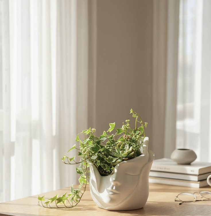 doniczka gipsowa senna twarz oyka candle