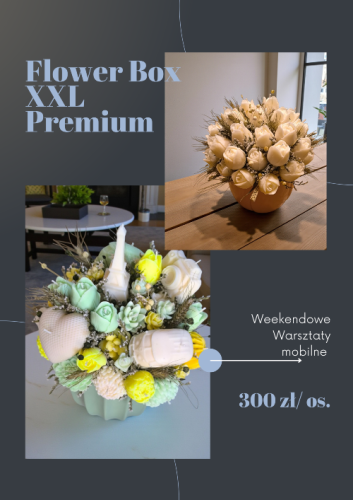 warsztaty premium, flower box duży, świece sojowe warsztaty, 45 świec sojowych, warsztaty luksusowe, warsztaty handmade premium, dekoracje w ceramice, warsztaty kreatywne dla dorosłych, ekskluzywne warsztaty DIY, kompozycje zapachow